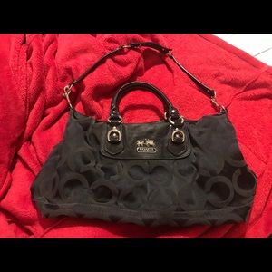Large black canvas Coach bag